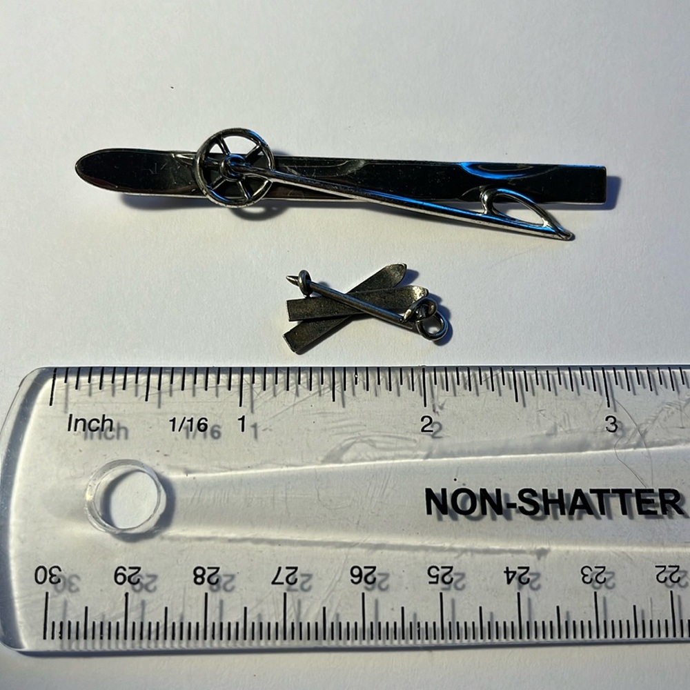 Vintage Beau sterling ski pin & ski charm